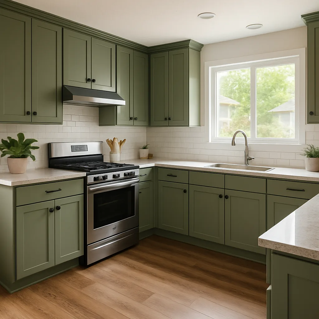 Refreshed Salem kitchen with painted cabinets and new backsplash